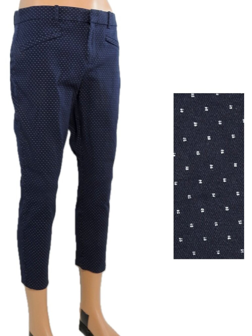 GAP Sz 14 Navy Skinny Ankle Pants Womens White Dots